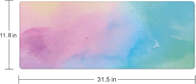 Large Gaming Mouse Pad with Stitched Edges, Watercolor Batik Desk Mat Extended Keyboard Pad, Non-Slip Rubber Base Desk Pad for Keyboard and Mouse, 31.5X11.8 inch