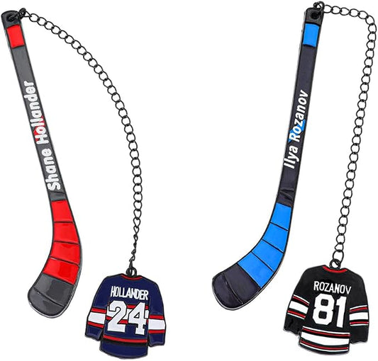 Heated Rivalry Inspired Ice Hockey Stick Bookmark, Hockey Rivals Ilya Rozanov 81 Shane Hollander 24 Metal Bookmarks Gifts Accessories for Fans Women Men Birthday Book Lovers (2pcs Ice Hockey Stick)