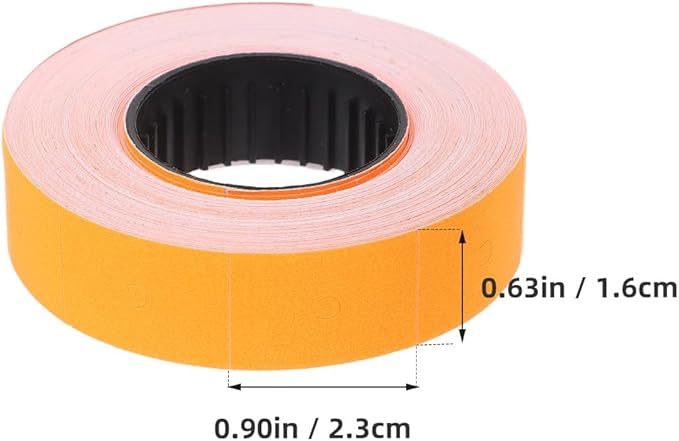 VALICLUD 10 Rolls Double Line Price Marker Labeler Roll Paper Orange 500 Labels Per Roll Pricemarker Labeler Stickers for Retail Office and Grocery Price Tag Printing