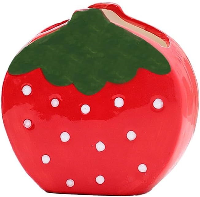 Strawberry Pencil Holder Toothbrush Holder Cute Pen Holder for Desk Organizer Makeup Brush Pencil Cup Kawaii Desk Accessories Aesthetic Office Home Decor Birthday Gifts for Women (Red)