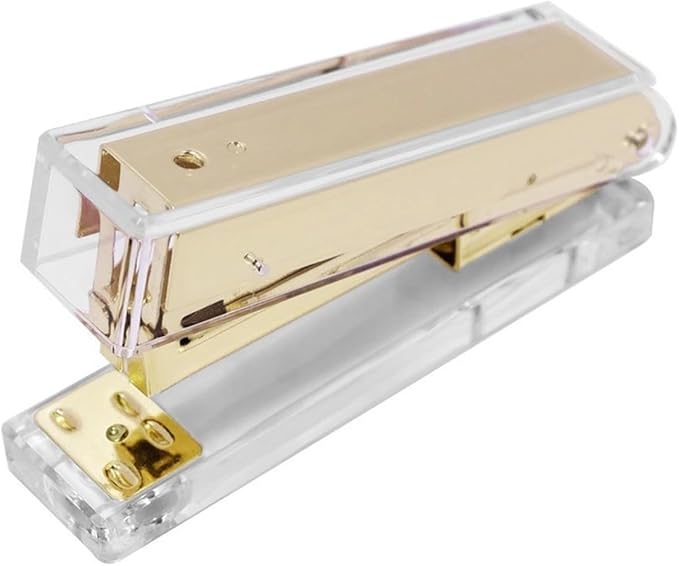 Stapler Desktop Stapler Retro Business Office Stapler Plastic Stapler Transparent Stapler Office Supplies Office Stapler (Color : A, Size : 4.9 * 1.2 * 2.4in)
