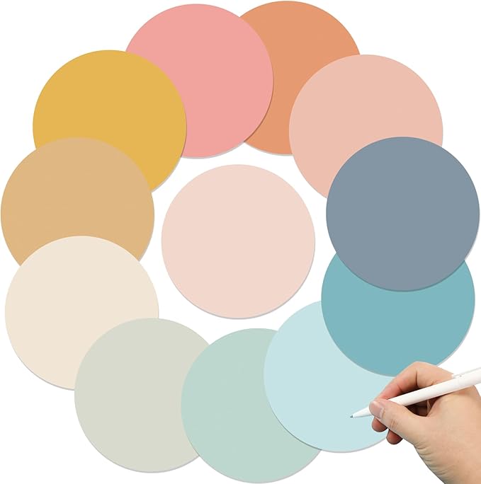 Lincia 24 Pack Erase Dots Circles Colorful 10.5 Inch Removable Vinyl Spot Dry Erase Desktop Writing Spots Set for Classroom Desk Wall Table Teacher Students School Home Desk Wall(Fresh)
