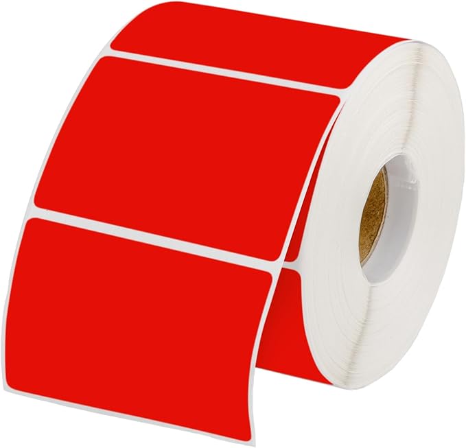 Muka 800 PCS 1.5" x 2.25" Red Thermal Labels Color Label for Barcodes, Address, Consignment, Compatible with Thermal Label Printer