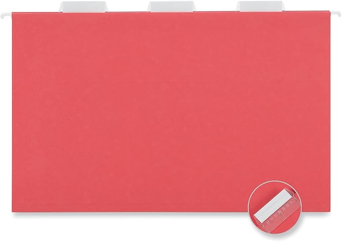 Universal 14218 Hanging File Folders, 1/5 Tab, 11 Point Stock, Legal, Red, 25/Box