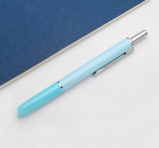 OASO K016 Retractable Fountain Pen Set 0.5mm with 4pcs Blue Ink Cartridges Smooth Writing for School Students (Wave Blue)