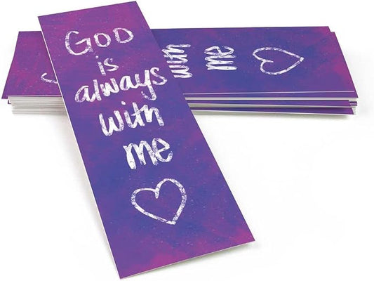 Children and Youth Bookmark, God is Always with Me, Psalm 16:8, Pack of 25, Handouts for Classroom, Sunday School, and Bible Study
