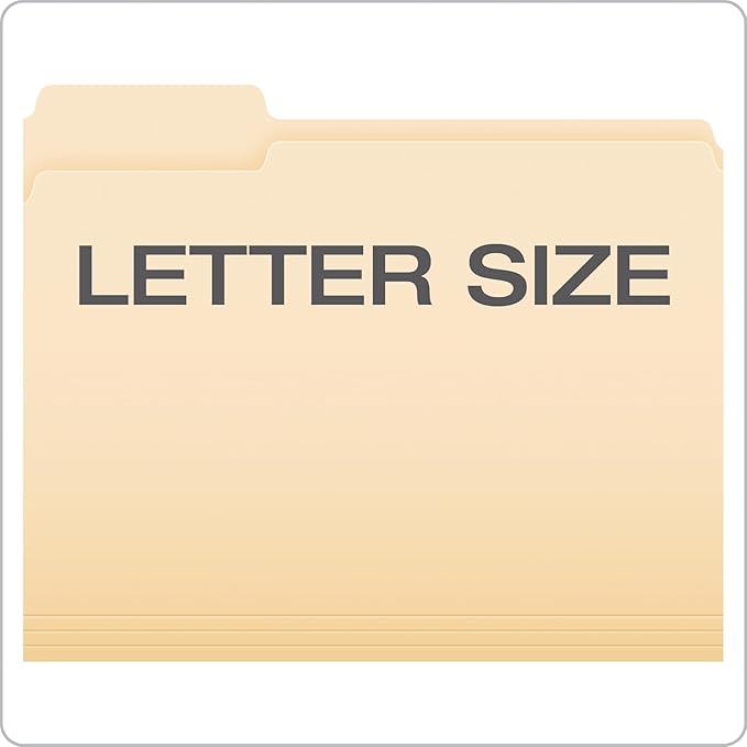 Pendaflex File Folders, 250-Pack, Letter Size, Manila, 1/3-Cut Tabs, Premium Paper Folders for File Cabinets, Home, Office & Classroom Document Organization, 3-Tab Letter File Folders