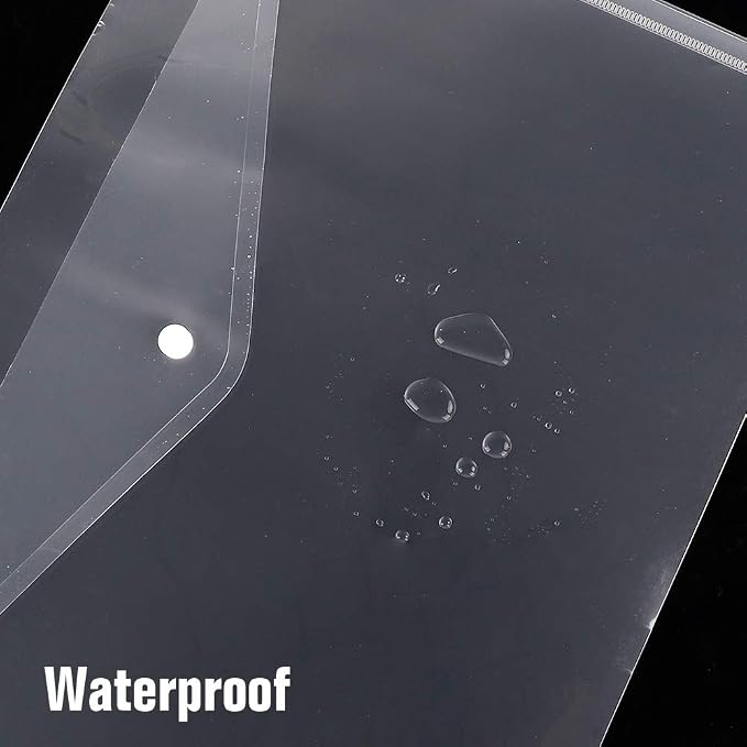 EOOUT 30pcs Plastic Envelopes, Clear Reusable Poly Envelope Waterproof File Folder with Snap Button, US Letter, A4 Size, for School Office Supplies