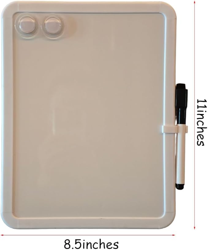 Magnetic Whiteboard, Erasable Notepad, Portable Drawing Board, Teaching Whiteboard, Magnetic Dry Erase Board for Lockers, 8.5“ x 11” with Marker and 2 Magnets(White)