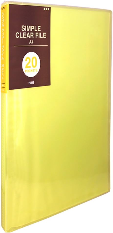 Plus File, Simple Clear File, A4, Vertical, 20 Pockets, 10 Books, Yellow, FC-220SC 98-163 x 10