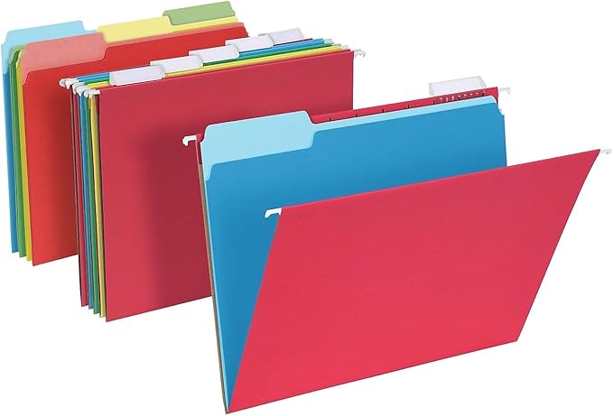 Pendaflex Hanging File Folder Combo Kit, 25 Hanging Folders with Tabs, 50 File Folders, Work from Home Starter Kit, Assorted, Letter Size (99199)