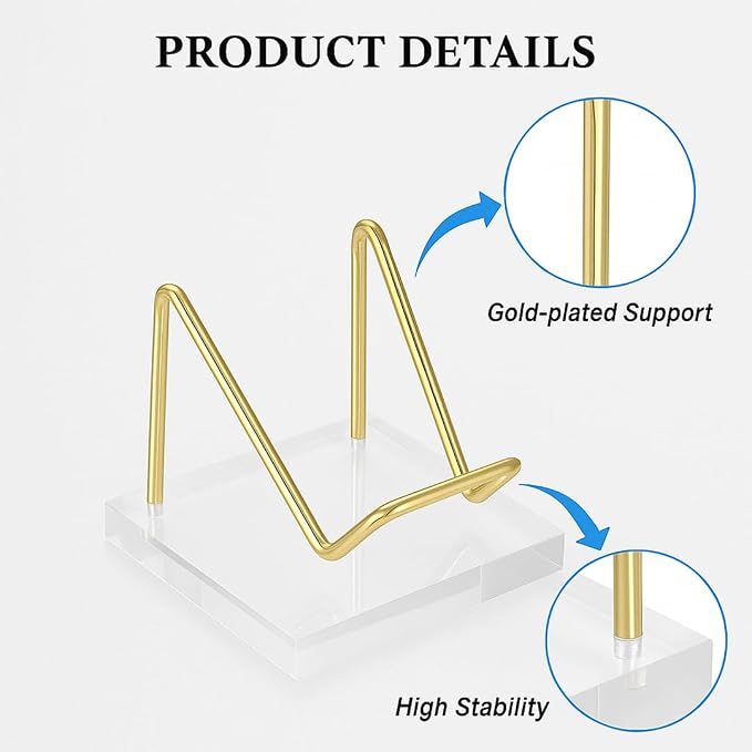 Acrylic Business Card Holder Display | Business Card Organizer for Desk | Gold Business Card Holder with Acrylic Base | Office Desk Accessories & Office Supplies for Desk (A)
