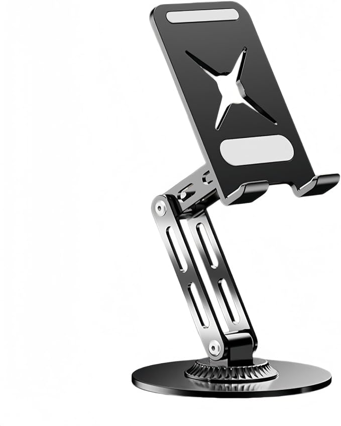 Cell Phone Stand for Desk - [Height Adjustable] Foldable Phone Holder, Portable Stand for iPhone 17 16 15 14 13 12 11 Pro Max Plus Air, Galaxy S25 S24, Telephone, Office Accessories, Black