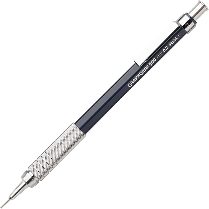 Pentel GraphGear 500 Automatic Pencil Kit, 0.7mm, Refill Leads, Block Eraser 2 Pack (PG527LEBP2)