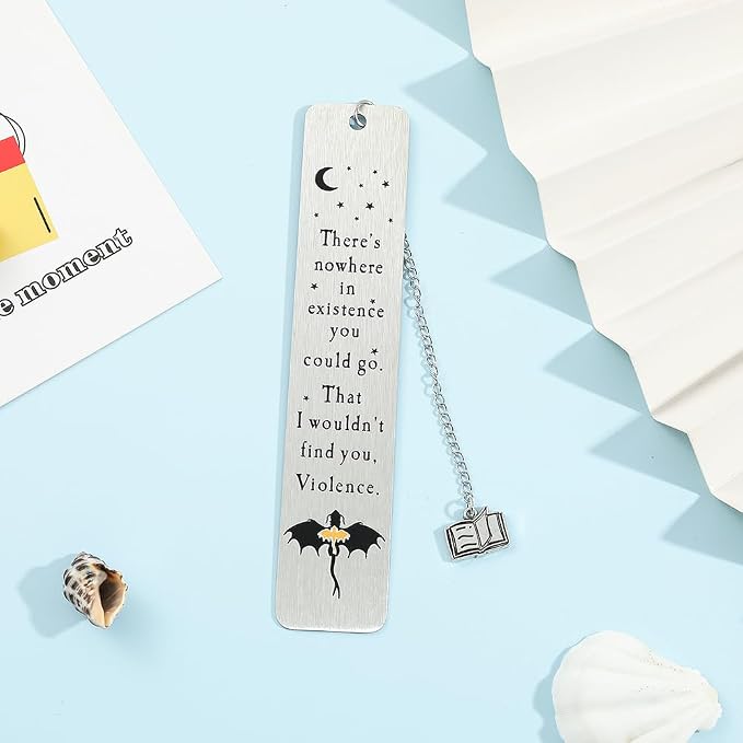 Dragon Metal Bookmarks Set, Fourth Wing Stainless Steel Bookmark with Charm, Book Mark for Reading Women and Men, Book Accessories for Book Lover (Style 2)