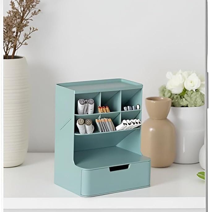Pencil Holder Desk Organizer with Drawer Workspace Organizers Office Desk Accessories and Workspace Organizers for Home Office Organization