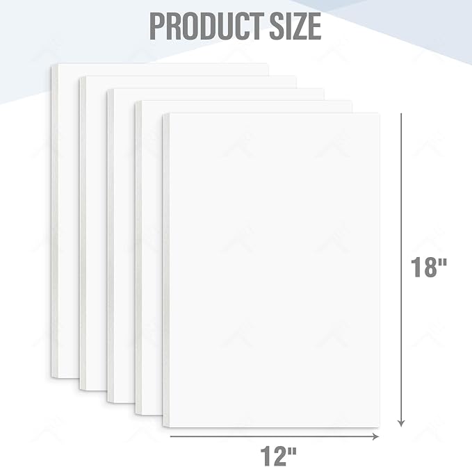 Golden State Art White Foam Boards 12 Pack 12x18 Foam Core Board 1/8" Thick Acid Free Foaming Poster Board for Modeling, Billboard, Projects, Paintings and Display