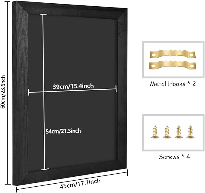 TORASO Magnetic Chalkboard, Solid Pine Wood Frame Magnetic Chalkboard, Black Wood Framed Chalk Board for Wedding, Kitchen, Bar, Restaurant, Menu & Home Decor,Large Chalkboards, 17.7" x 23.6"(BK-4560)