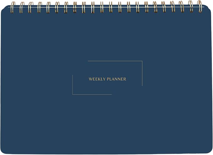 Undated Weekly Planner | 8.25” x 11.75” Work To-Do Notebook | ADHD Academic Organizer | Multi-Layout | Men and Women Planner | College Supplies | Navy | Landscape Layout