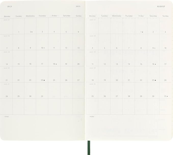 Moleskine Classic 12 Month 2025 Weekly Planner, Soft Cover, Large (5"x8.25"), Myrtl