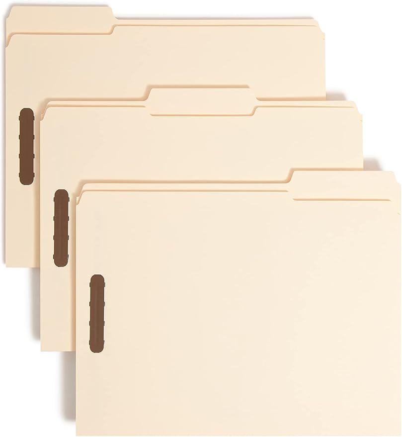 Smead Fastener File Folders, 25 Count, Manila, Reinforced 1/3-Cut Tabs, Letter Size (14536)