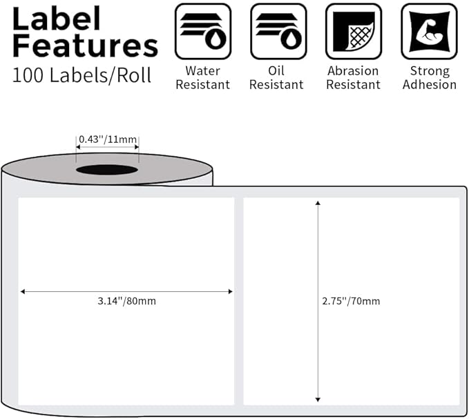 Phomemo M220 Label Maker, Bluetooth Thermal Label Printer, Barcode, Name, Address, Labeling, Mailing, Small Business and More with 1 Roll 40 x 30mm and 1 Rolls 70 x 80mm Label Tapes