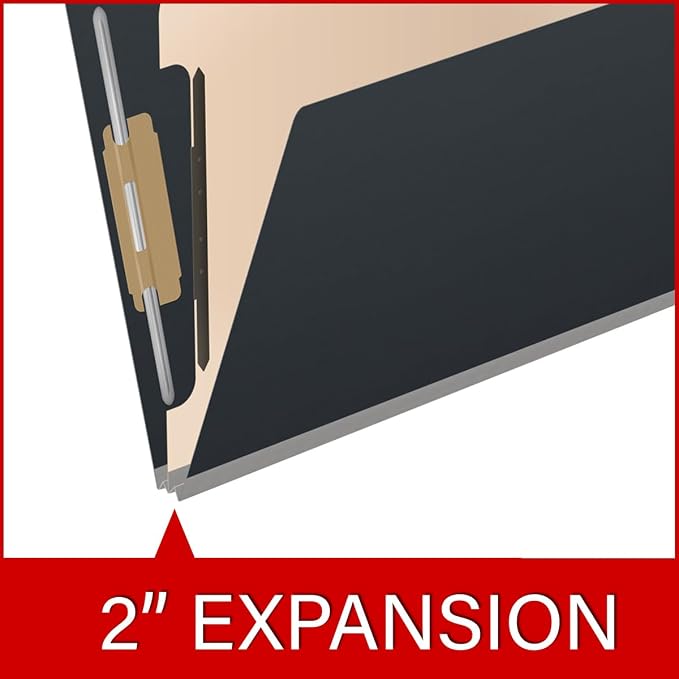 Pressboard Classification Folders, Full Cut End Tab, Letter Size, 1 Divider, Black (Box of 10)