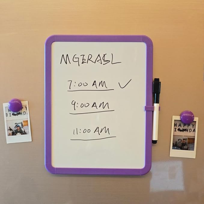 Magnetic Whiteboard, Erasable Notepad, Portable Drawing Board, Teaching Whiteboard, Magnetic Dry Erase Board for Lockers, 8.5“ x 11” with Marker and 2 Magnets(Purple)