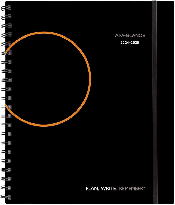 AT-A-GLANCE Planner 2024-2025 Academic, Weekly & Monthly, Hourly Appointment Book, 8-3/4" x 11", Large, Monthly Tabs, Flexible Cover, Plan.Write.Remember., Black (70595705)