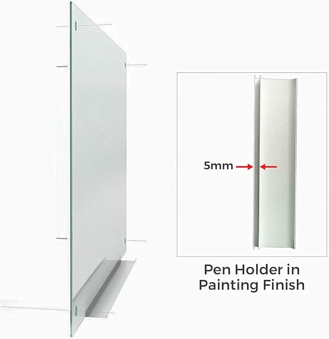 Glass Dry Erase Board 48"x60", Black Surface with Eased Corners, Frameless Glass Board for Wall with Markers, Magnets, Eraser for Home & Office by Fab Glass and Mirror
