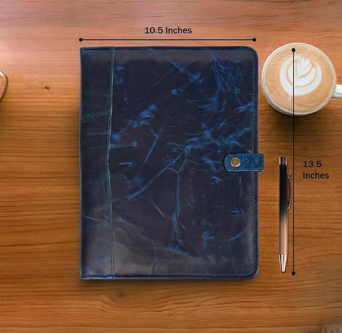 PIDAVLIYA'S Leather Portfolio, Leather Binder with Pen, Leather Portfolio for Men and Women, Leather Padfolio, Leather Folder, Portfolio Binder, Business Portfolio Men and Women (Mint Blue)
