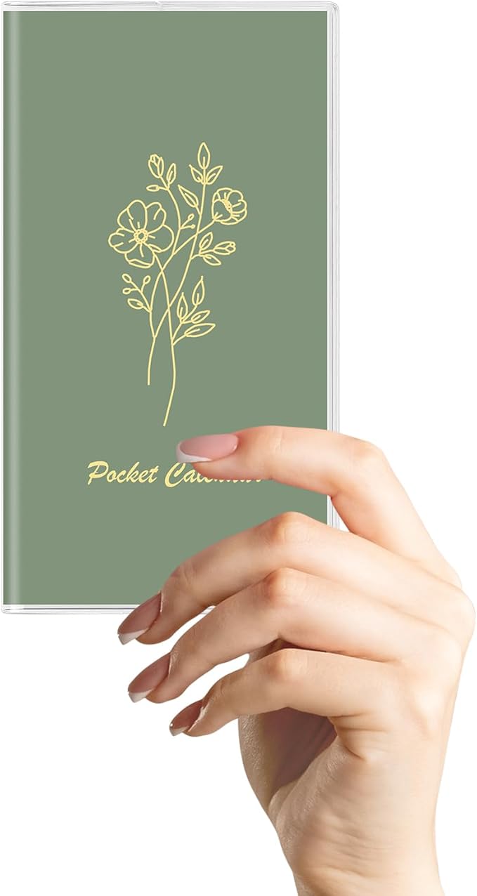 KONVINIT Pocket Calendar 2025-2027, Pocket Planner 2026-3.7" x 6.7" - Runs from July 2025 Until December 2027, Monthly Planner 2025-2027 with PVC Cover for Planning, Green
