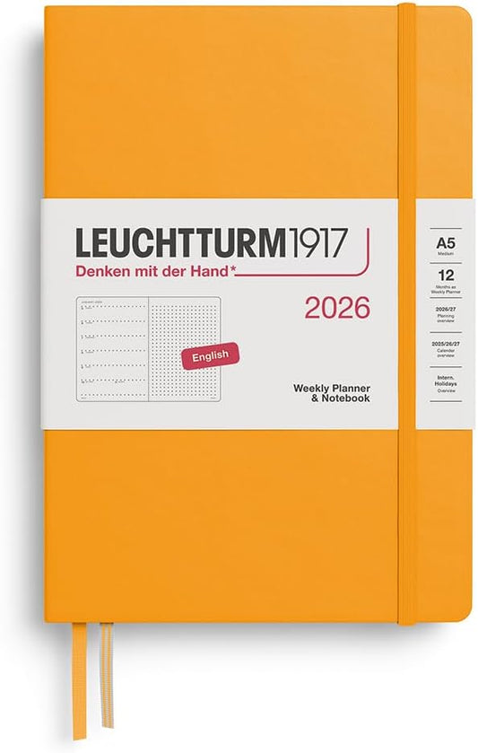 LEUCHTTURM1917 - Weekly Planner & Notebook 2026, Hardcover, Medium (A5), Dotted, Rising Sun (Jan 1 - Dec 31, 2026)
