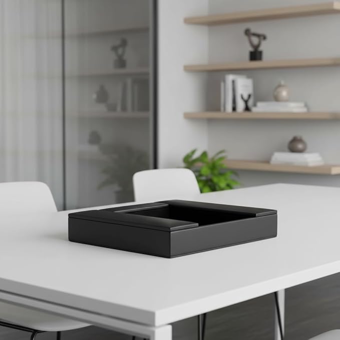 Dacasso Black Leather Conference Room Organizer, 17 x 16 inches, Legal/Letter Size with Storage Compartments