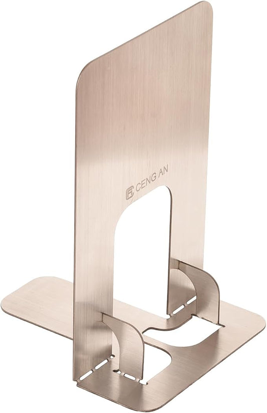 Creative Folding Stainless Steel Bookends,Sturdy and Rustproof,Book Ends, 2 Pieces Metal Bookend, Book Holders for Shelves, Desk Organizers, Book Dividers for Office, School, Bookstore, Home