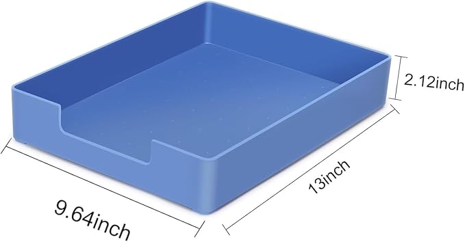 Letter-Size Tray, 2 PCS A4 Plastic Stackable Paper Tray, Desk Drawer Organizer for Office, School, Home Storage (2X Blue)