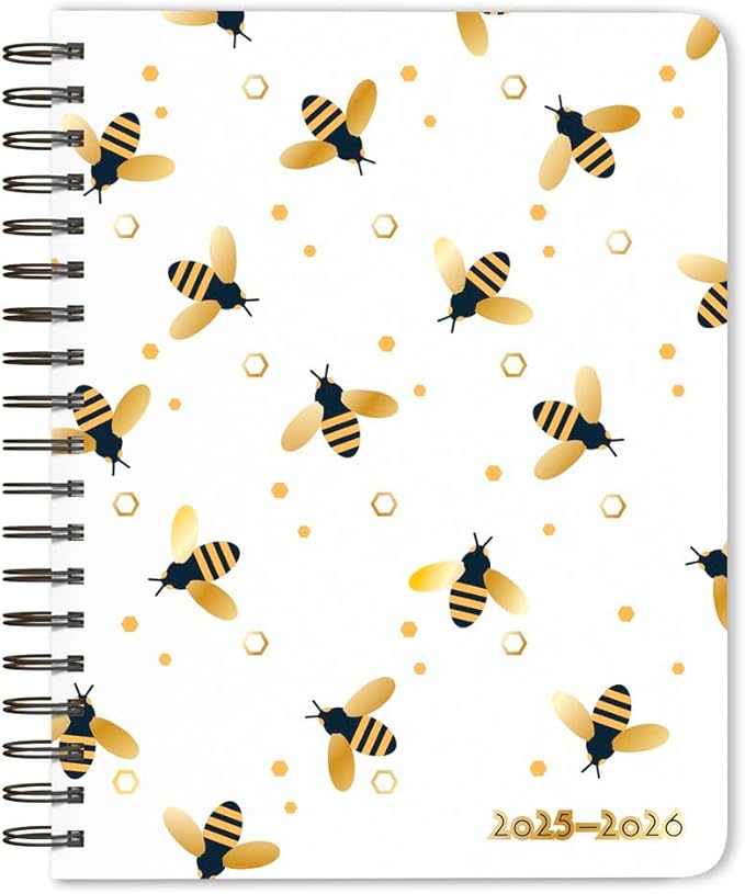 Busy Bees | 2026 6 x 7.75 Inch 18 Months Weekly Desk Planner | Foil Stamped Cover | July 2025 - December 2026 | Plato | Planning Stationery