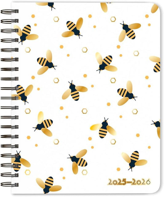 Busy Bees | 2026 6 x 7.75 Inch 18 Months Weekly Desk Planner | Foil Stamped Cover | July 2025 - December 2026 | Plato | Planning Stationery