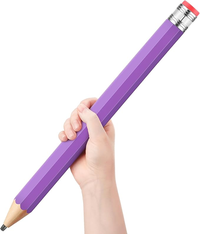 16 Inch Wooden Large Jumbo Pencils Giant Big Funny Wood Pencil with Cap and Eraser Fun Novelty Gifts for Kids School Kindergarten Home Office Prop Supplies(Purple)