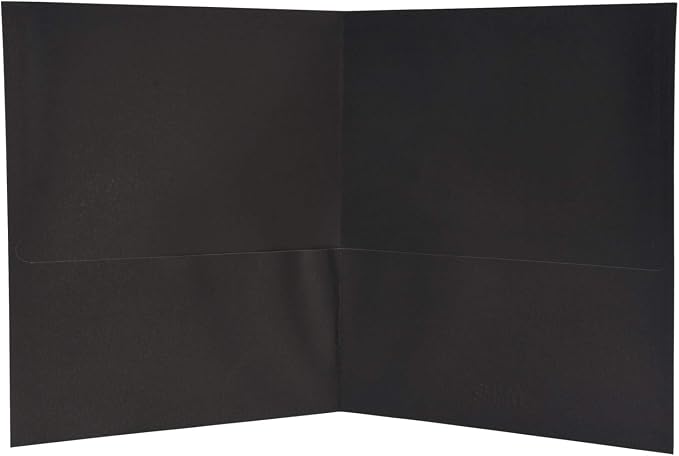 School Smart 2-Pocket Folders, Black, Pack of 25