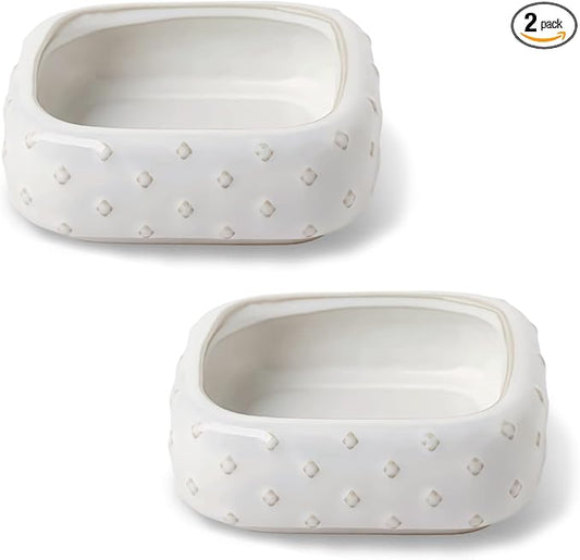 Ceramic Paper Clip Holder Set of 2, Paper Clip Organizer (Vintage White)