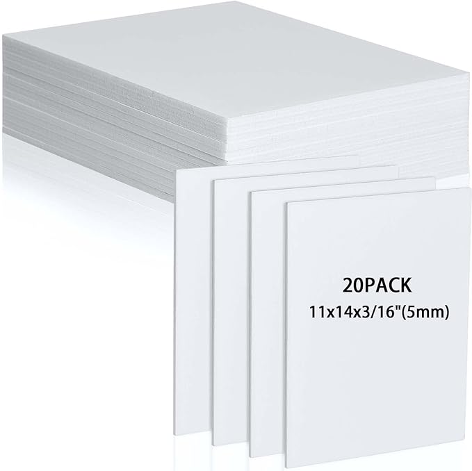 20Pcs White Foam Board 14 x 11 inch White Poster Board 3/16" Thick Foam Core Board White Foam Backing Boards for Crafts Poster Making Art Presentations