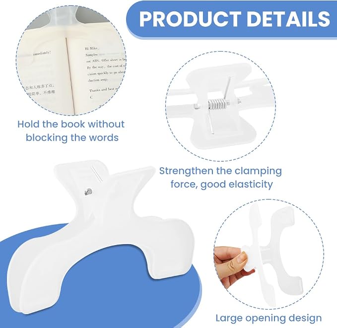 2pcs Transparent Book Clips Book Page Holder Bookmark Books Page Open Holder for Teachers, Students,Clerks, Ideal for Classroom, Office(Color:Clear)