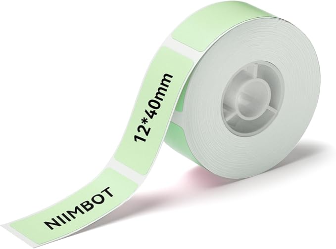 NIIMBOT Label Maker Tape for D11/D110/D101 Label Maker, 12 x 40 mm (0.47'' x 1.57'') for Home Office Labeling Tape Replacement, Green