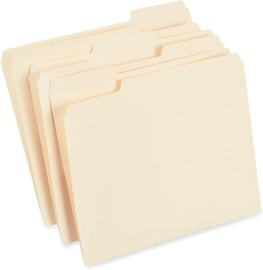 Universal Top Tab File Folders, 1/3-Cut Tabs: Assorted, Letter Size, 0.75" Expansion, Manila, 250/Box