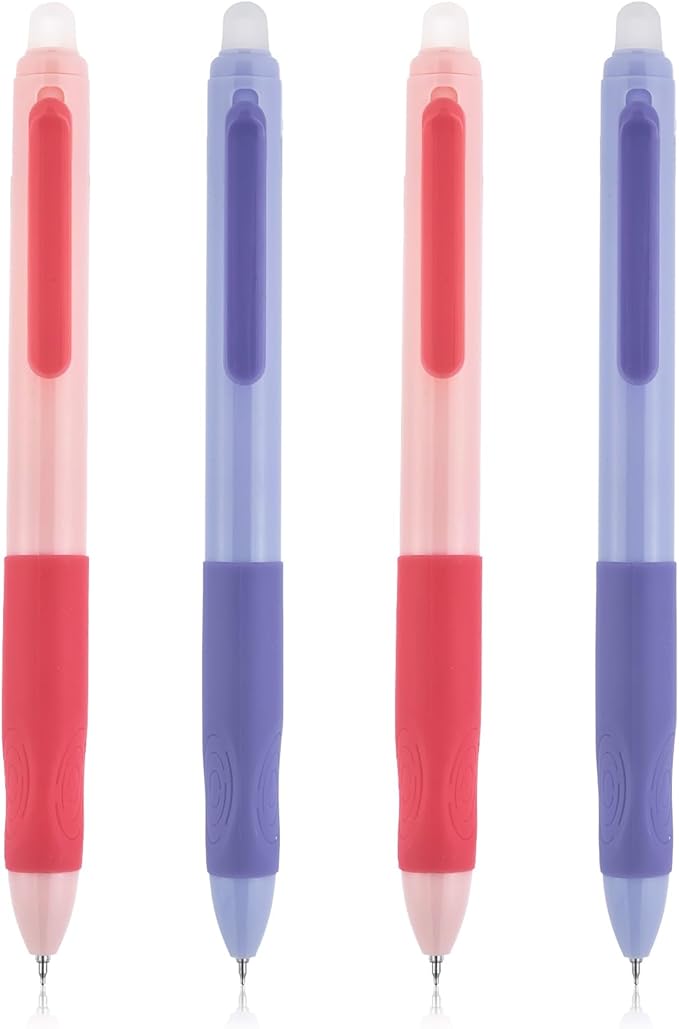 M&G Erasable Pens, 4 Pcs Fine Point 0.5mm Black Ink Erasable Gel Pens with Comfort Grip and Cap, Make Mistakes Disappear for Drawing Writing Planner and Crossword Puzzles