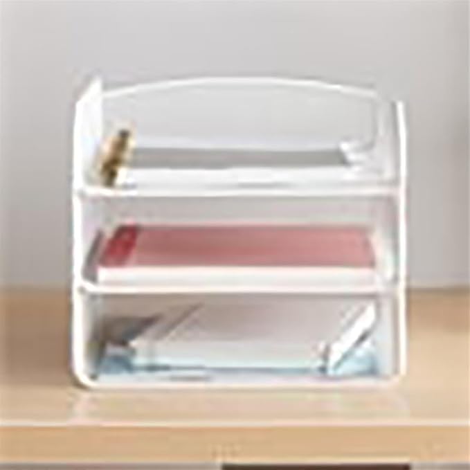 Scranton & Co Steel Mesh Desk Organizer, 8" H x 9.25" W x 11.75" D, White Powder Coat Finish, 3 Interlocking Trays, Durable Office Supply and File Storage for Letter-Size Papers