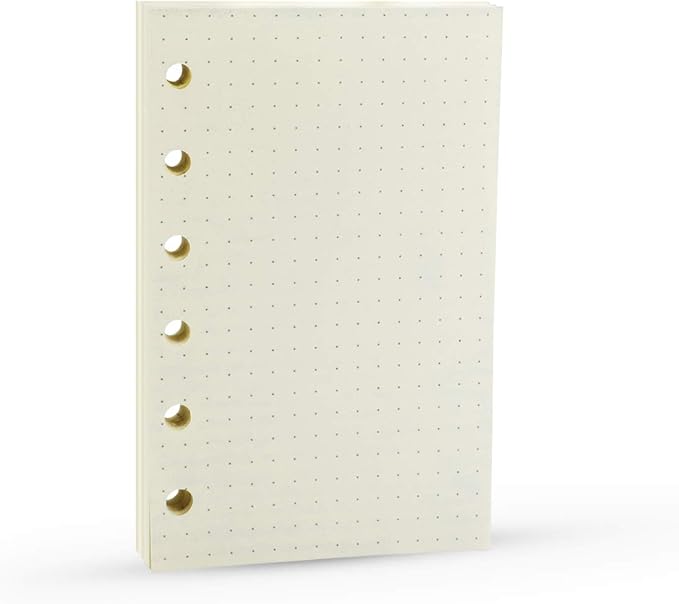 6 Holes Binder Planner Refill with 4 Basic Designs, A7 Notebook Refill, 100gsm, Dot, Grid, Line, Blank Paper,4.84 x 3.23'', 80 sheets/160 Pages, Harphia