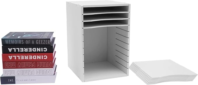 11 Slots Vertical Desktop Sorter, Mail Organizer Vertical File Organizer Adjustable Shelve Paper Sorter Organizer Document Storage Rack for Office School Home White