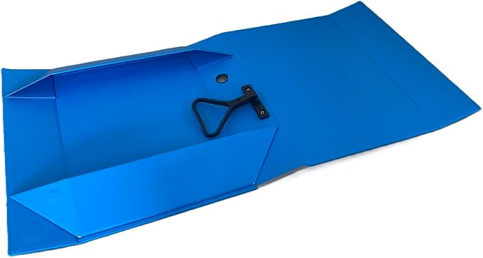 Blue Folding Box File Binder Folder - Portable and Convenient Document Organizer with Magnetic Closure - Instantly Fold and Unfold to Save Space. Made from Eco-Friendly Recycled Carboard (4)